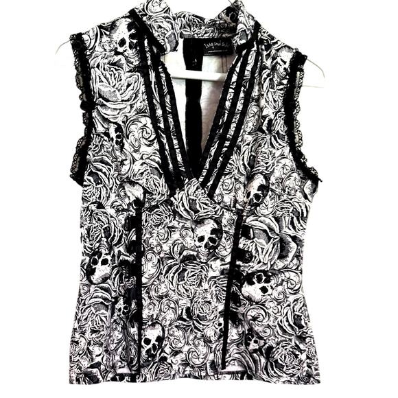 Super Nice Authentic Living Dead Souls Structured Top with lace and buckles - Picture 9 of 9